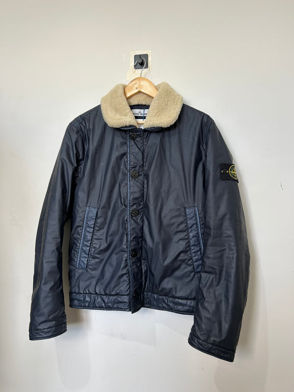Stone Island Mussola Gommata Shearling flight jacket