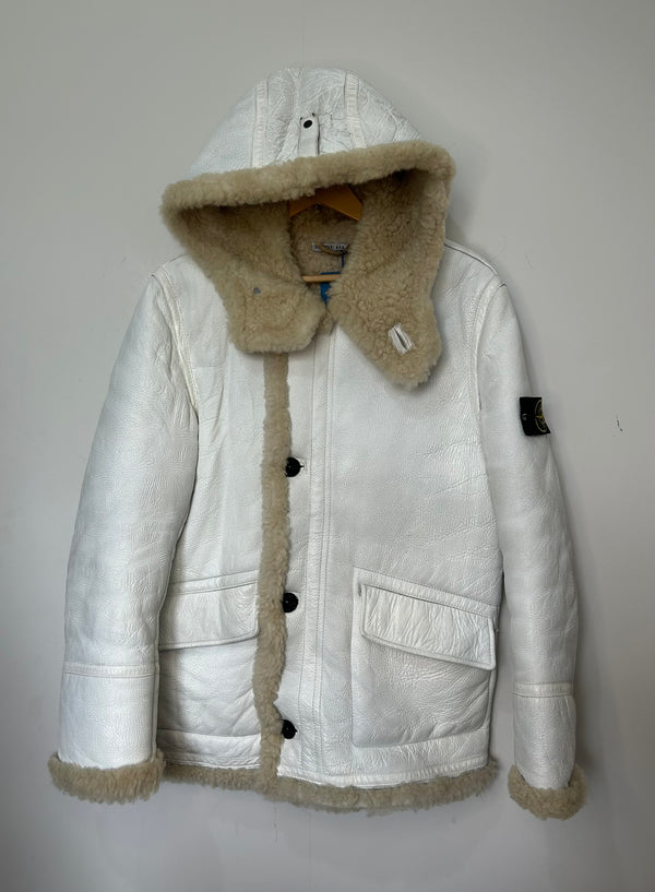 Stone Island 2006 Hand Painted Leather Hooded Jacket