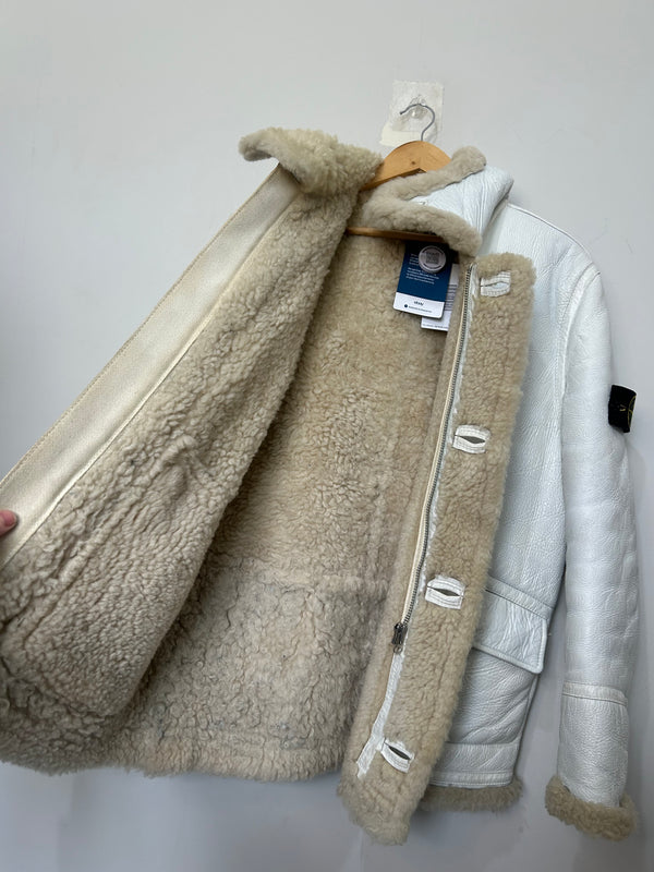 Stone Island 2006 Hand Painted Leather Hooded Jacket