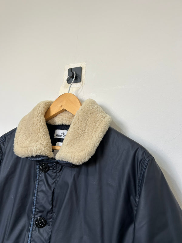 Stone Island Mussola Gommata Shearling flight jacket