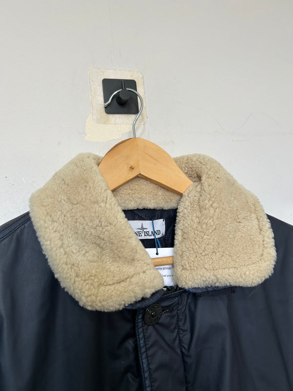 Stone Island Mussola Gommata Shearling flight jacket
