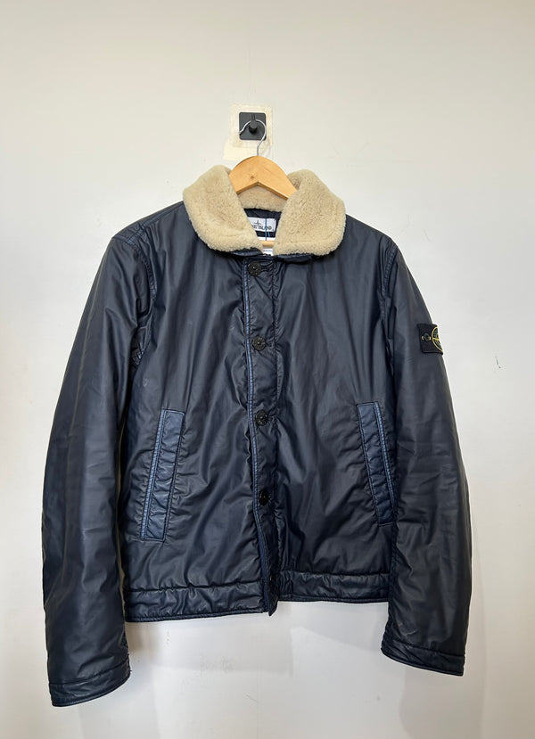 Stone Island Mussola Gommata Shearling flight jacket
