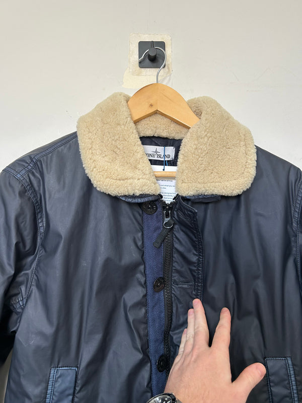 Stone Island Mussola Gommata Shearling flight jacket