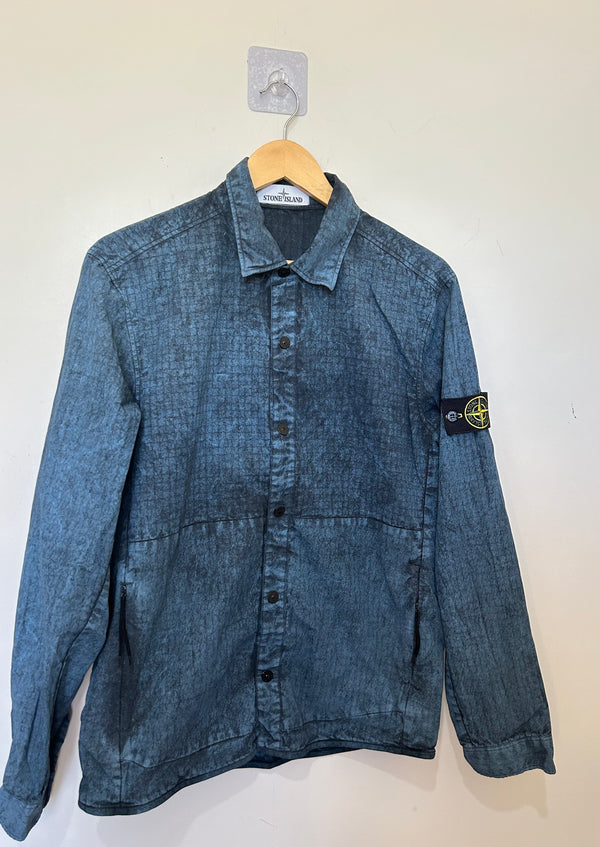 Stone Island Check Grid Overshirt with Dust Treatment