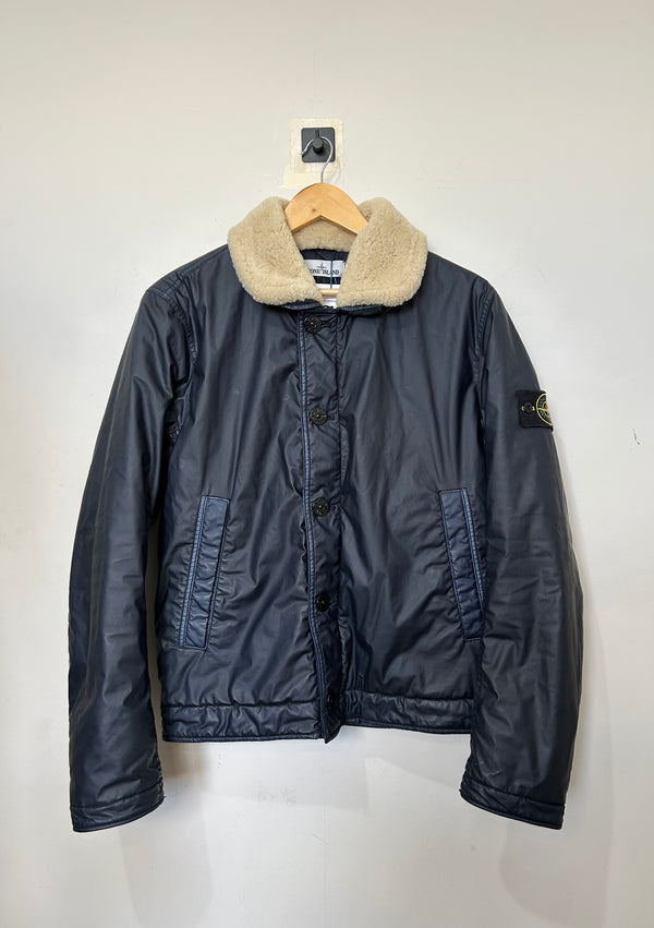 Stone Island Mussola Gommata Shearling flight jacket