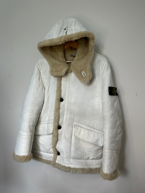 Stone Island 2006 Hand Painted Leather Hooded Jacket